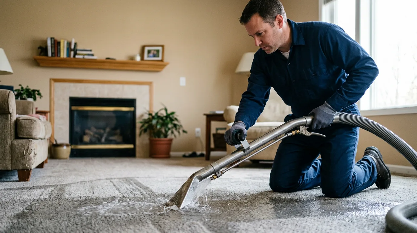 Water damage restoration technician working near Cresco, PA